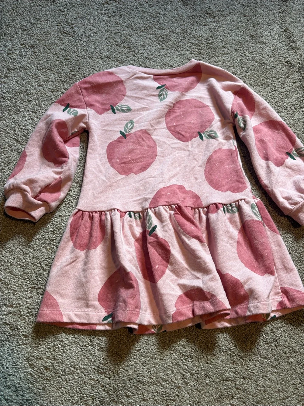 Carter's Pink Apple-Print Long-Sleeve Peplum Dress
